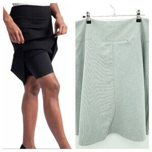 Betabrand Work-It A-Line Skirt W/Built In Shorts/Career Skort XL Gray Pinstripe